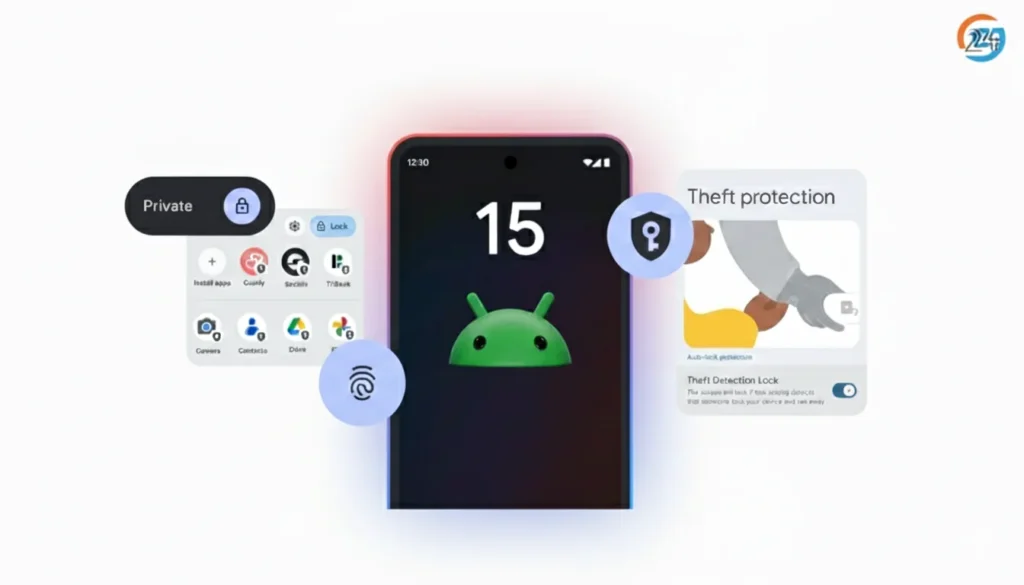 Android 15 Hidden Features guide showing new privacy and performance settings