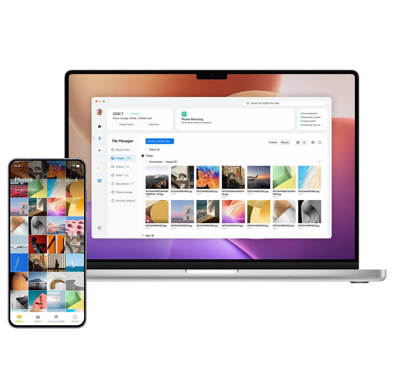 Vivo X200T Office Kit Free Transfer feature enabling fast and seamless file sharing between smartphone and PC with full quality and no connection issues