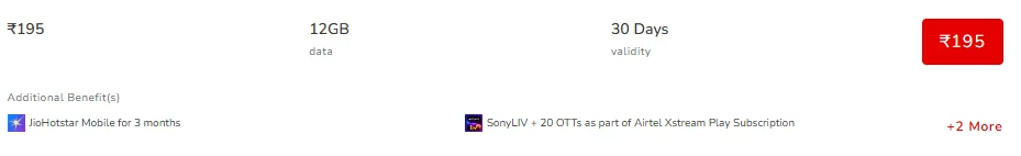 Airtel’s Rs 195 data pack is suitable for those who want more validity and more data. 