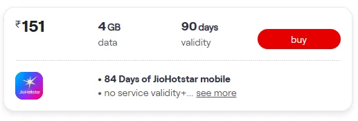 Vi’s Rs 151 pack is for those users who want longer OTT validity with less data.