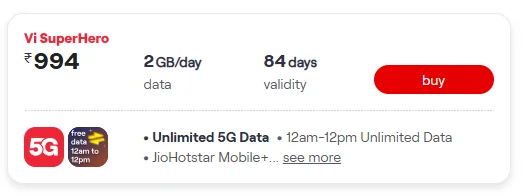 If you want to avoid frequent recharges, the ₹994 plan is a strong option.